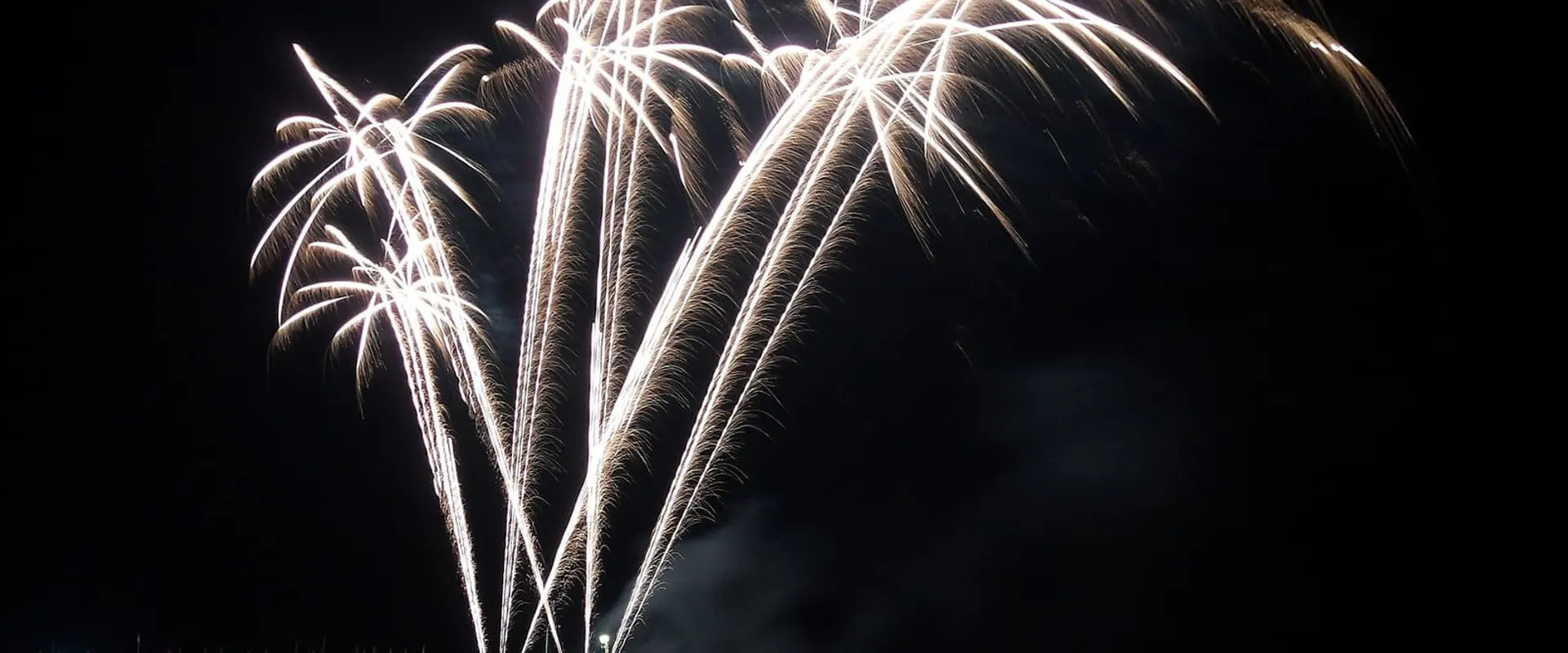 Fuochi d’artificio bianchi nel cielo notturno